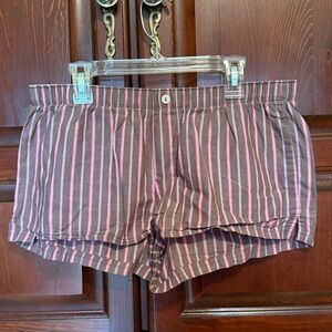 Aerie Brown Shorts with Pink Stripes